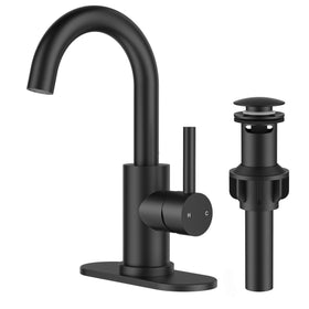 FORIOUS black bathroom faucet 1-hole installation with matte finish, ideal for compact spaces