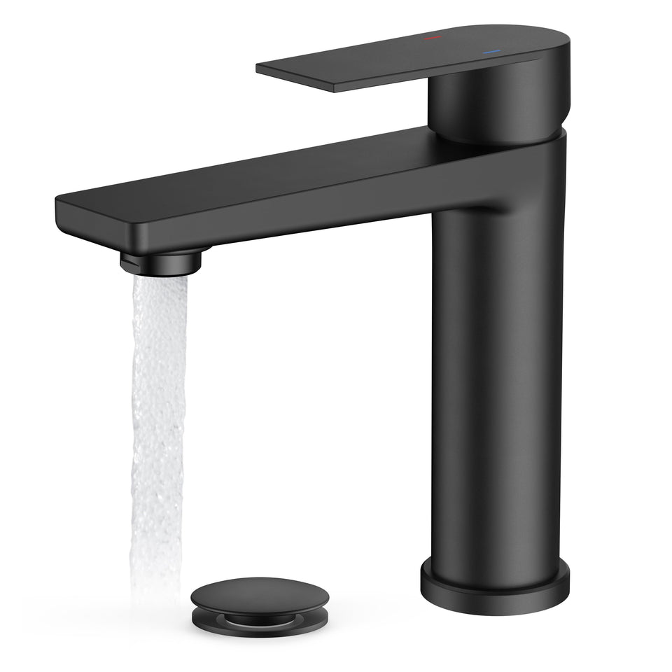 FORIOUS black bathroom faucet 1-hole — sleek space-saving single-lever design