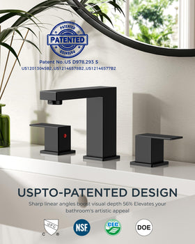 FORIOUS matte black faucet with 95-degree spout reduces splashes for cleaner counters.
