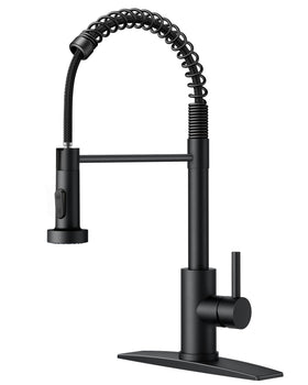 FORIOUS black faucet with pull-down sprayer for effortless rinsing