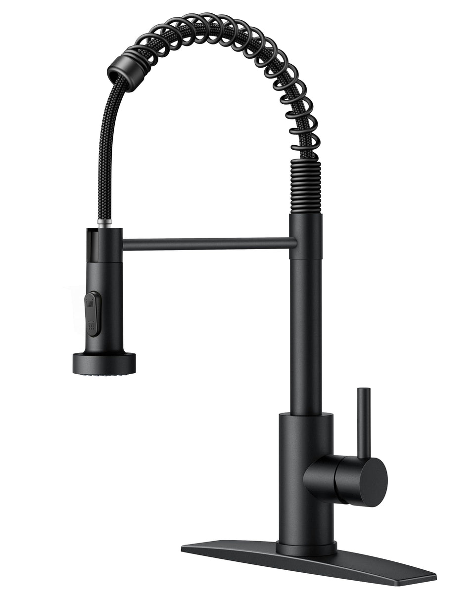 FORIOUS black faucet with pull-down sprayer for effortless rinsing