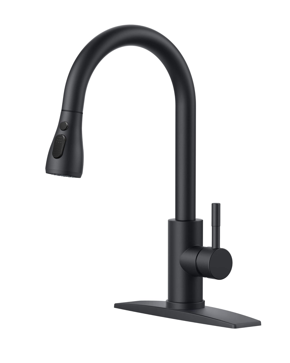 FORIOUS black kitchen faucet with pull-down sprayer for easy reach and versatile cleaning.