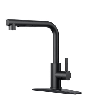 FORIOUS black kitchen faucet with pull-down sprayer for flexible cleaning