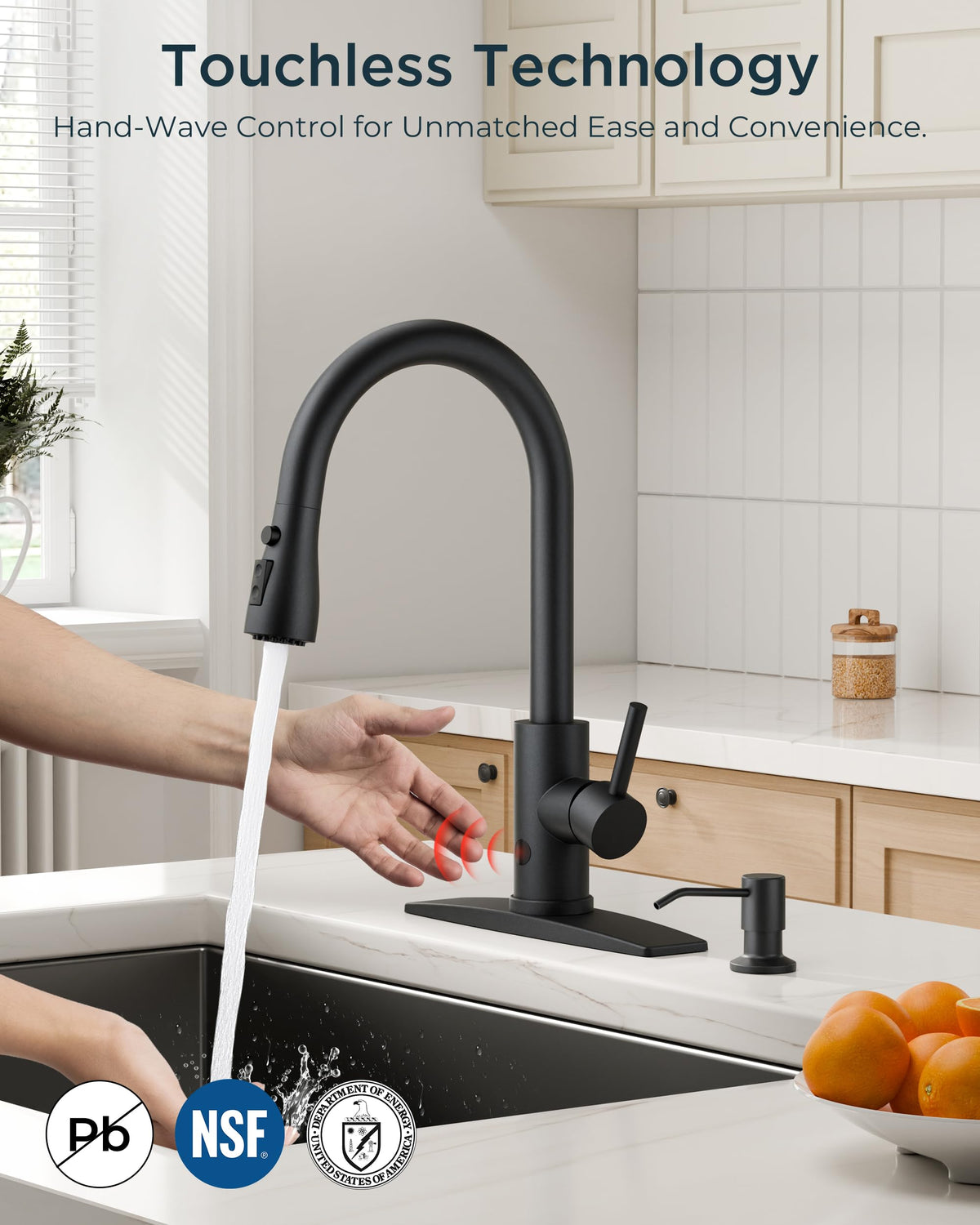 FORIOUS black sensor activation demonstrates hands-free water flow for mess-free tasks