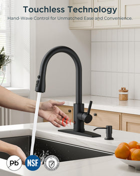 FORIOUS black sensor activation demonstrates hands-free water flow for mess-free tasks