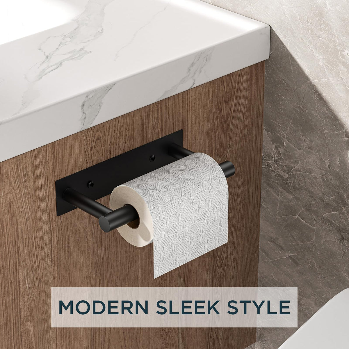 FORIOUS black toilet paper holder wall mount secures placement in any bathroom.