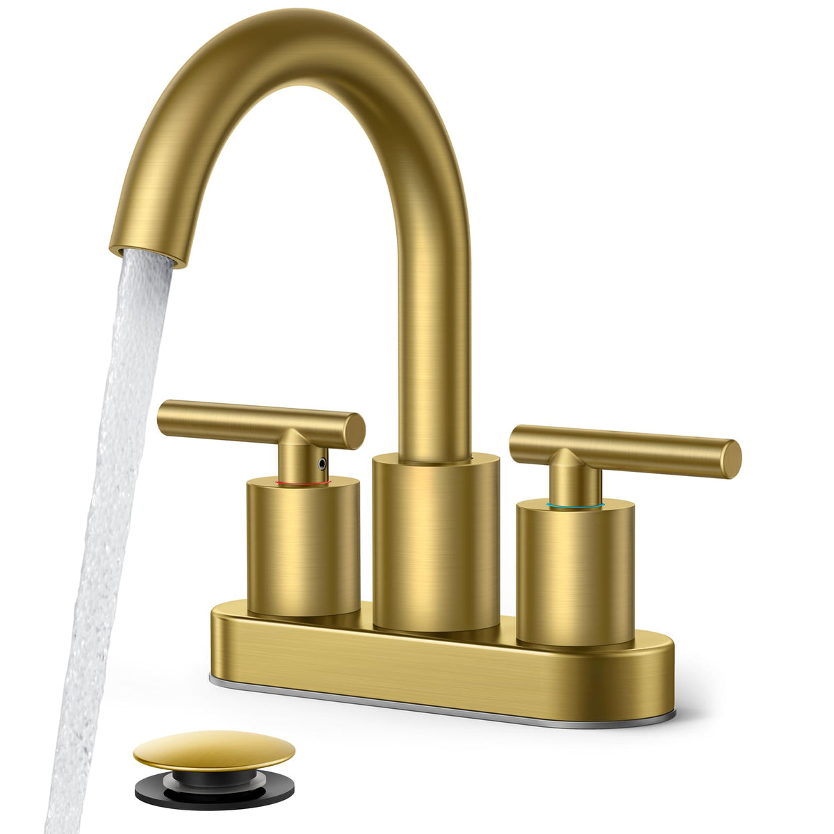 FORIOUS brushed gold faucet front view with modern bathroom finish