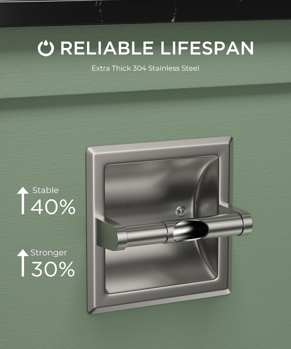 FORIOUS brushed nickel aesthetic shown in a modern bathroom setting.