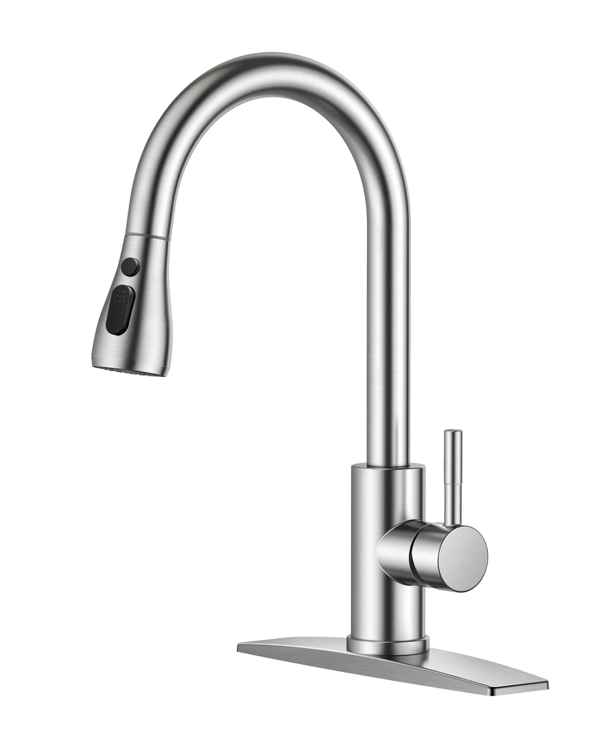 FORIOUS brushed nickel faucet with pull-down sprayer for versatile kitchen cleaning and filling tasks