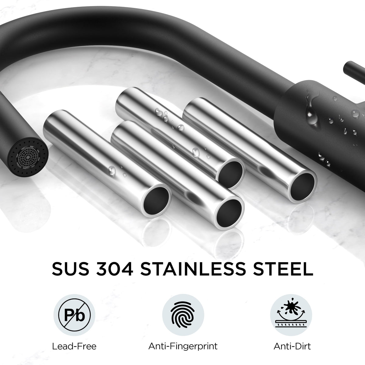 FORIOUS quick-install faucet fits under 10 minutes with pre-assembled hoses.