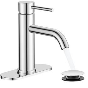 FORIOUS chrome bathroom faucet front view highlights modern design and lead-free durability