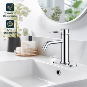 FORIOUS chrome faucet lever close-up shows smooth single-handle control for precise temperature