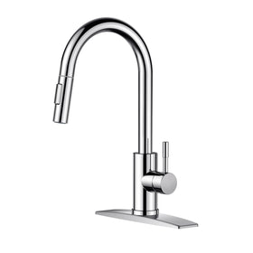 FORIOUS chrome kitchen faucet with pull-down sprayer for flexible cleaning tasks