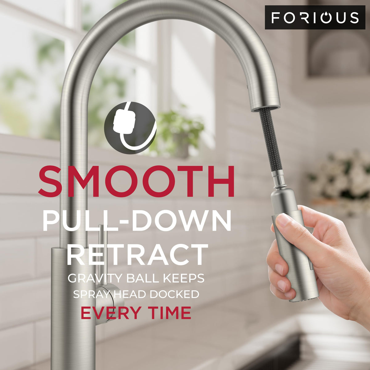 FORIOUS deck plate for 1-hole sinks creates a clean, seamless installation.