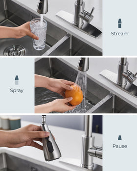 FORIOUS deck plate installation compatible with 1-3 hole sinks for quick setup.