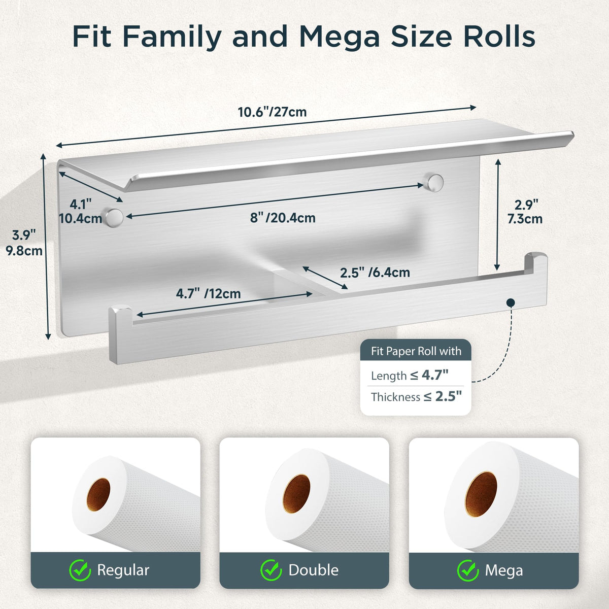 FORIOUS easy-installation wall-mounted holder ships with all hardware.