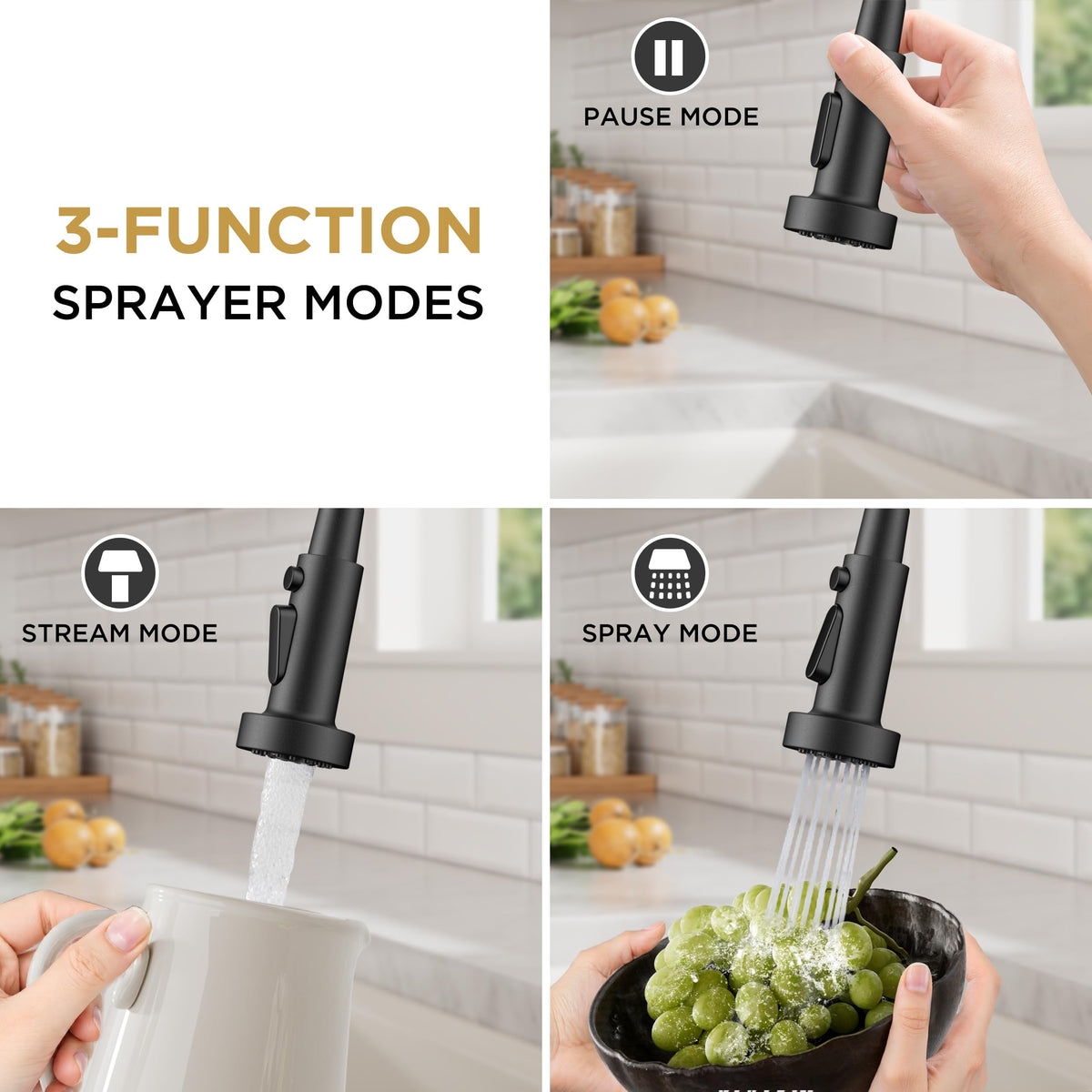 FORIOUS fixed sprayer demonstrates 360-degree swivel coverage for convenience
