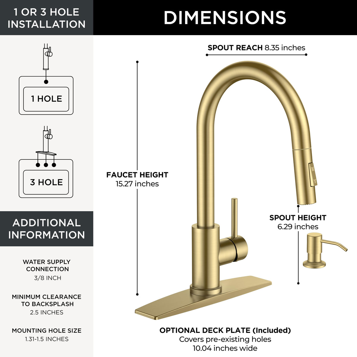 FORIOUS Gold faucet soap dispenser keeps dish soap within reach.