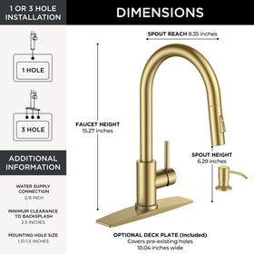 FORIOUS Gold faucet soap dispenser keeps dish soap within reach.