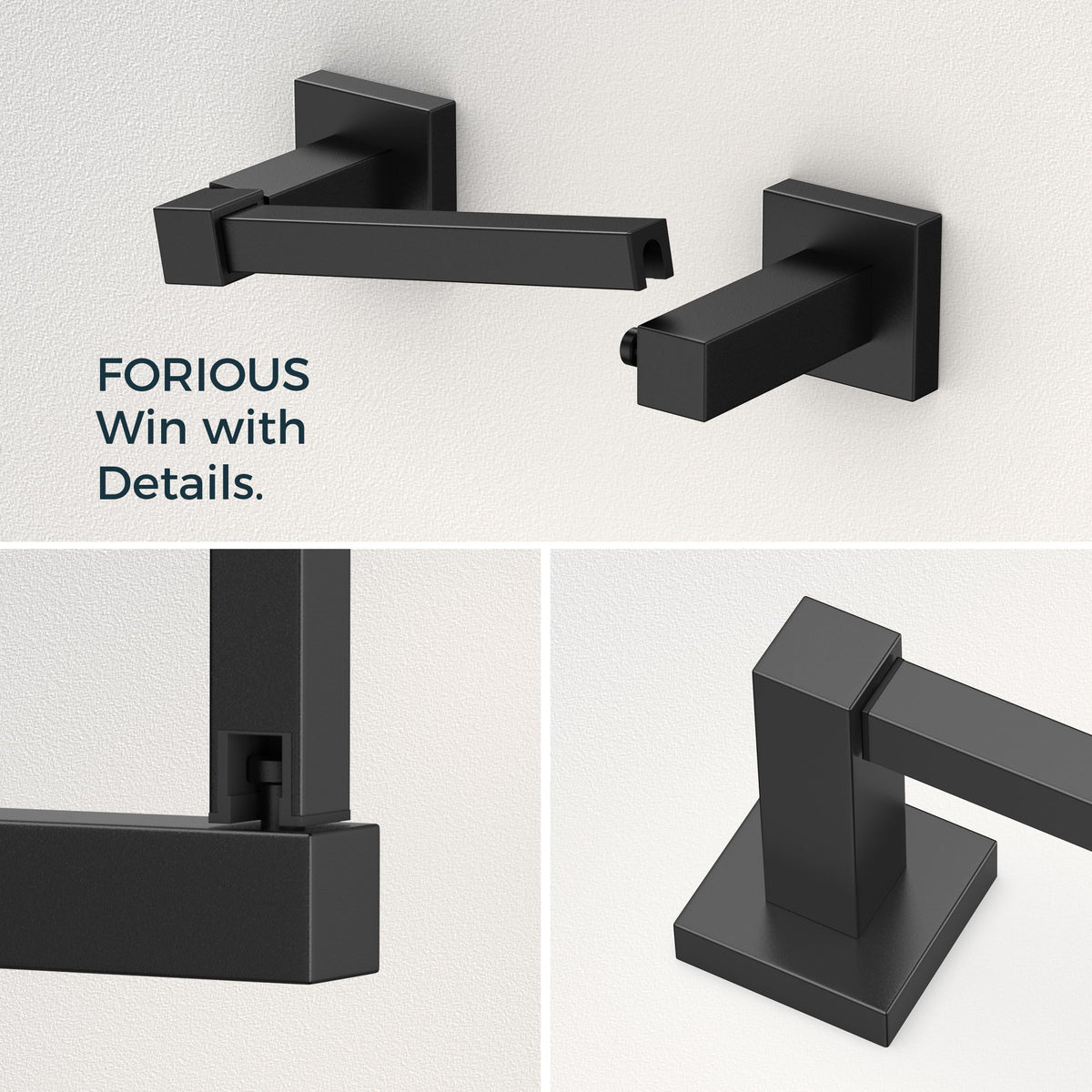 FORIOUS hand towel holder in matte black for sleek storage