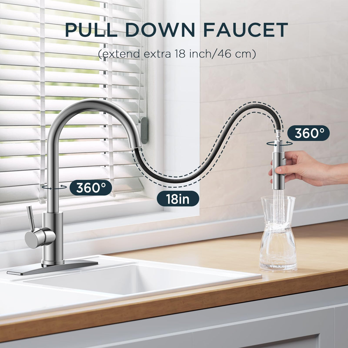 FORIOUS high-arc gooseneck faucet offers ample clearance for large pots
