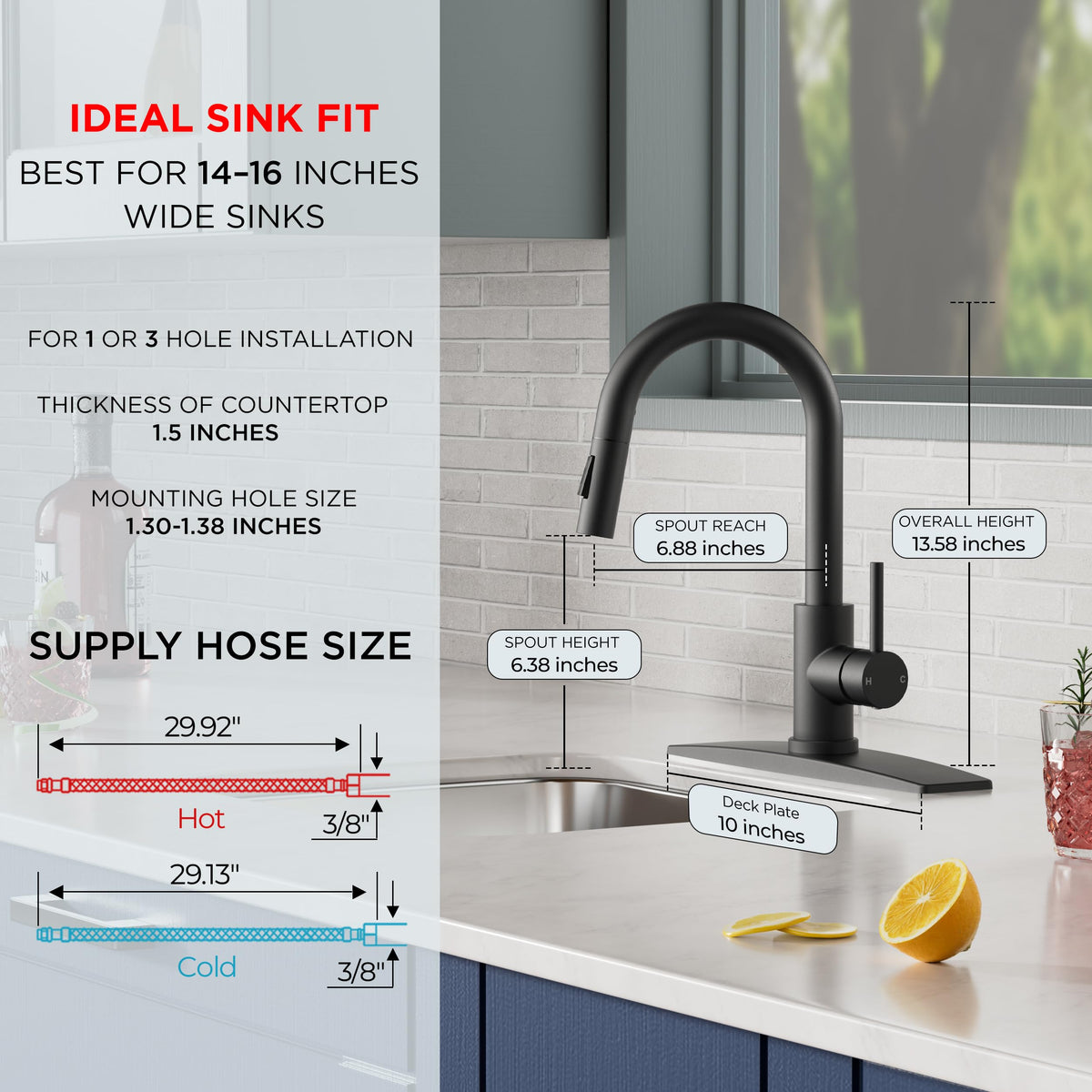 FORIOUS high-arc kitchen faucet adds modern style and wide reach.