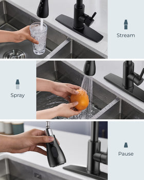 FORIOUS faucet with 18-inch retractable hose for flexible sink reach