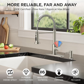 FORIOUS faucet with three spray modes supports versatile sink tasks