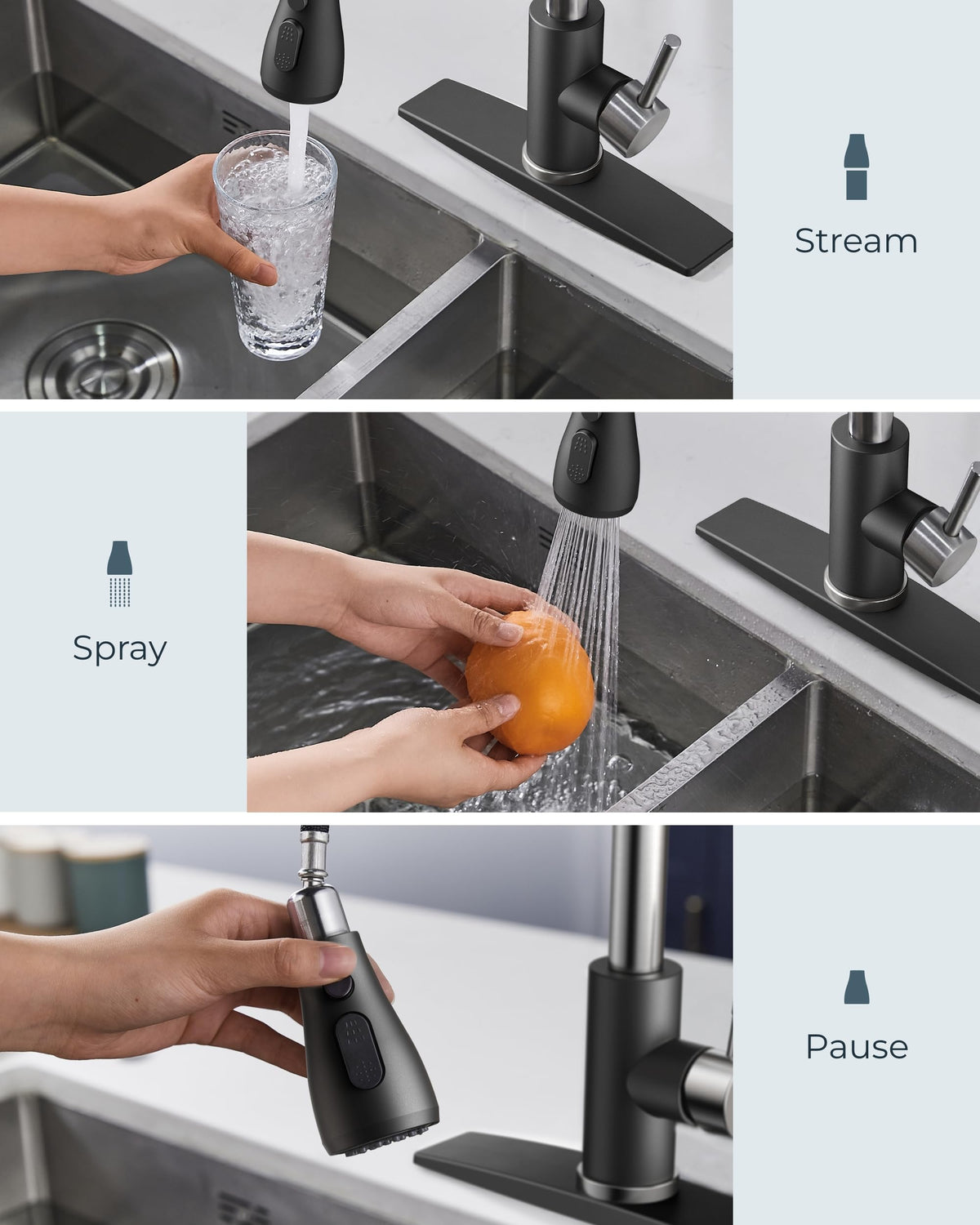 FORIOUS kitchen faucet 360-degree-rotation head enables flexible multi-tasking