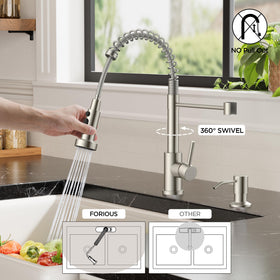 FORIOUS 360° swiveling spout provides wide coverage for sinks