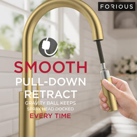 FORIOUS 360 degree swivel spout helps reach every corner while cleaning pots.