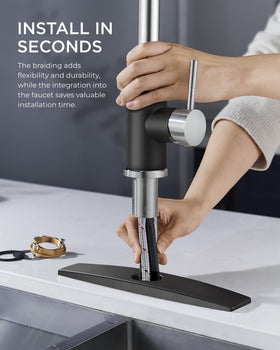 FORIOUS kitchen faucet brushed-black-finish adds modern style and fingerprint resistance