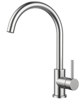 FORIOUS kitchen faucet with brushed-nickel finish and high-arc spout for full sink access