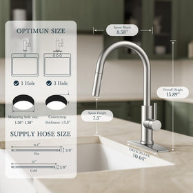 FORIOUS deck plate included to cover three-hole sinks for a clean look.