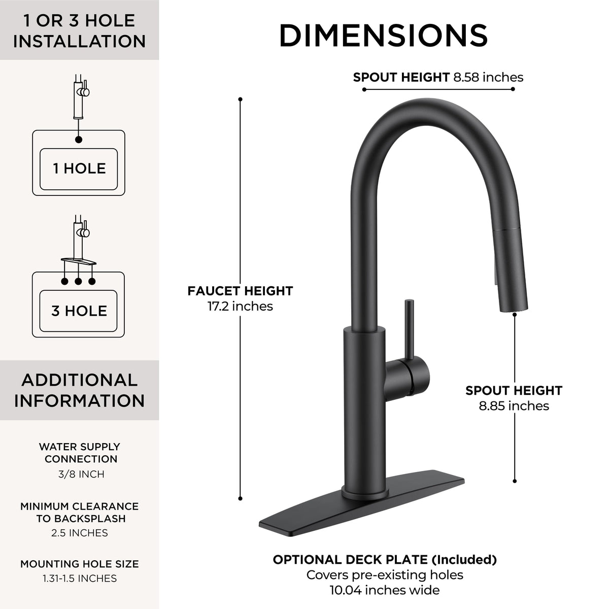 FORIOUS high-arc spout provides generous clearance for large pots