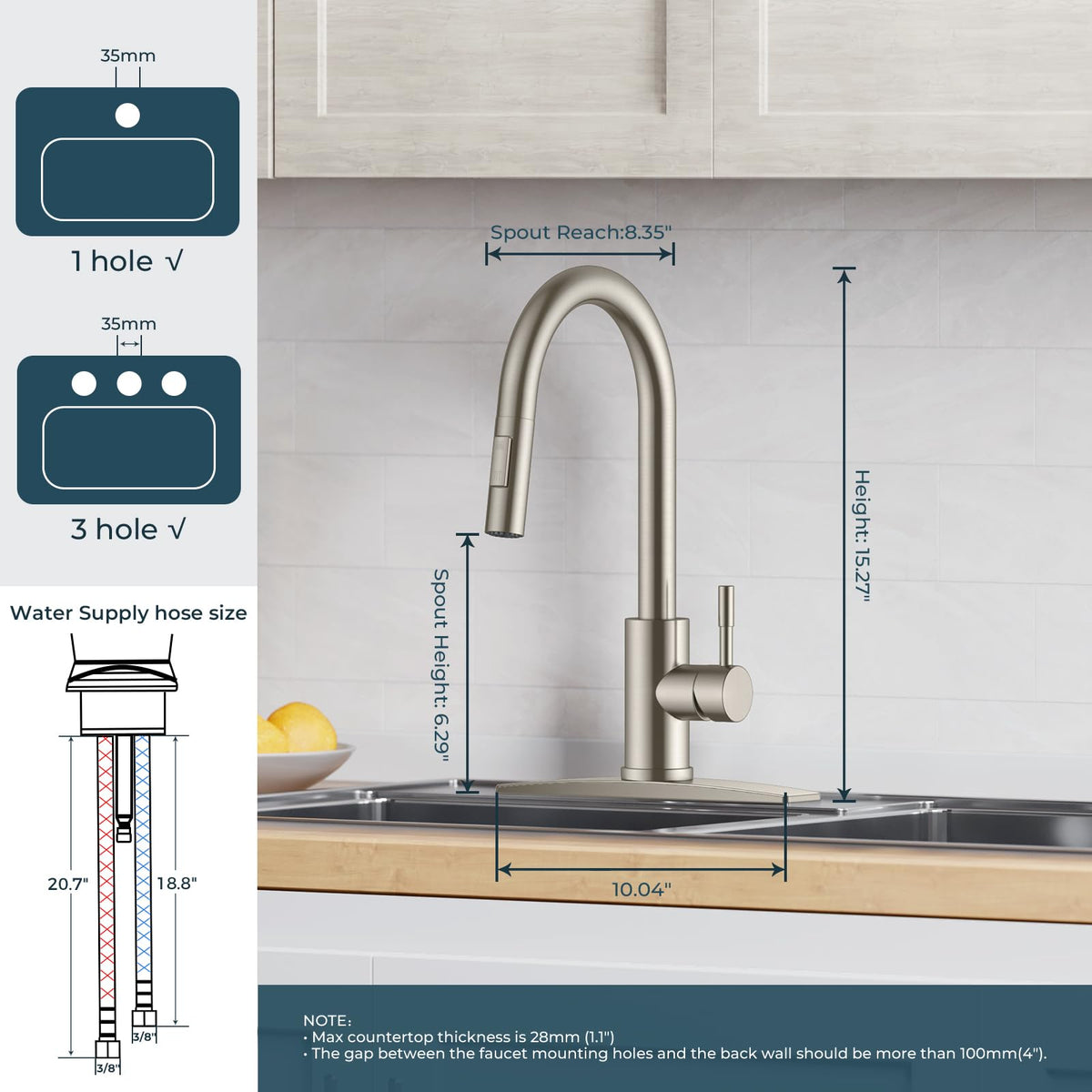 FORIOUS high-arc faucet delivers ample reach for tall pots and cleanup.