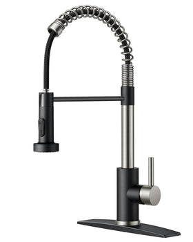 FORIOUS kitchen faucet with pull-down sprayer in stainless steel for versatile cleaning.