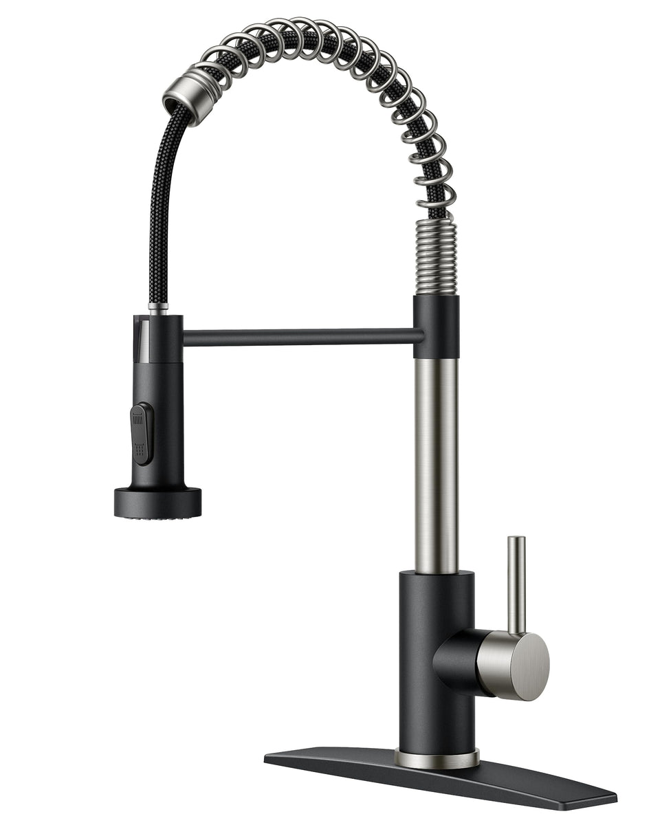 FORIOUS kitchen faucet with pull-down sprayer in stainless steel for versatile cleaning.