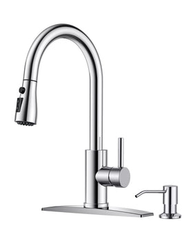 FORIOUS kitchen faucet with pull-down sprayer for effortless rinsing and full sink coverage