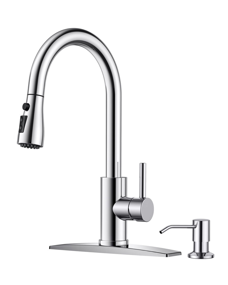 FORIOUS kitchen faucet with pull-down sprayer for effortless rinsing and full sink coverage