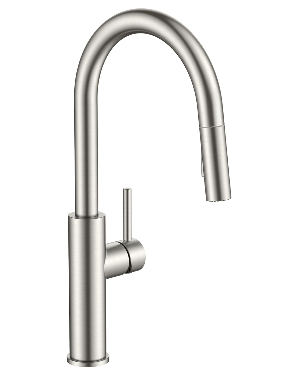 FORIOUS kitchen faucet with pull-down sprayer enables efficient rinsing and reach.