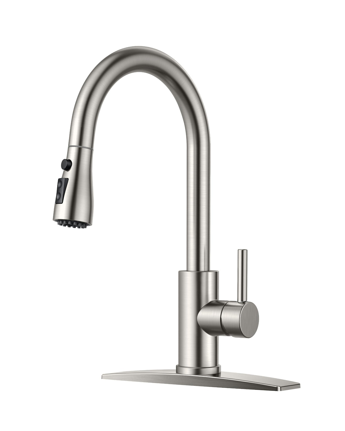 FORIOUS kitchen faucet with pull-down sprayer in brushed nickel for versatile dishwashing