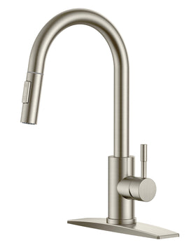 FORIOUS kitchen faucet with pull-down sprayer for easy dish rinsing and pot filling.