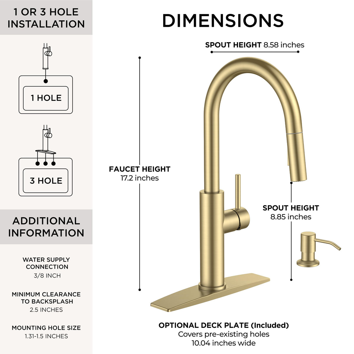 FORIOUS soap dispenser integrated with faucet for easy access during cooking.