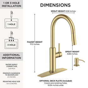 FORIOUS soap dispenser integrated with faucet for easy access during cooking.