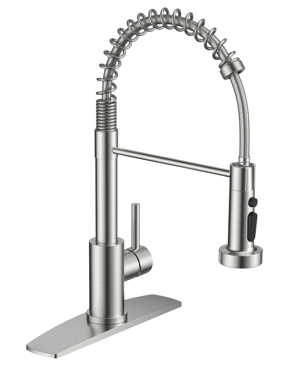 FORIOUS kitchen faucet sprayer in brushed nickel, flexible spout for thorough rinsing