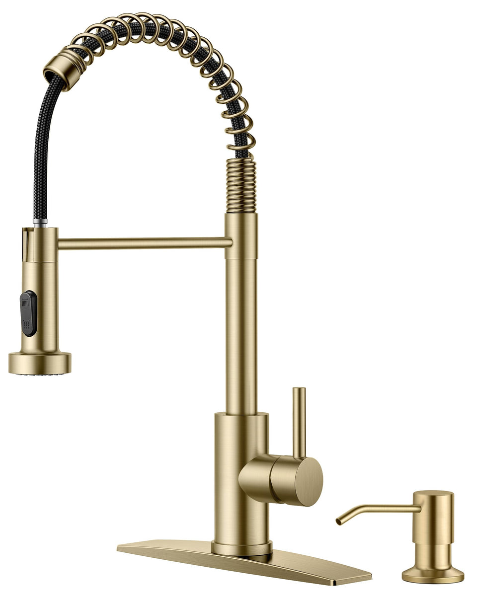 Forious kitchen faucet with spring pull-down spout for precise control.