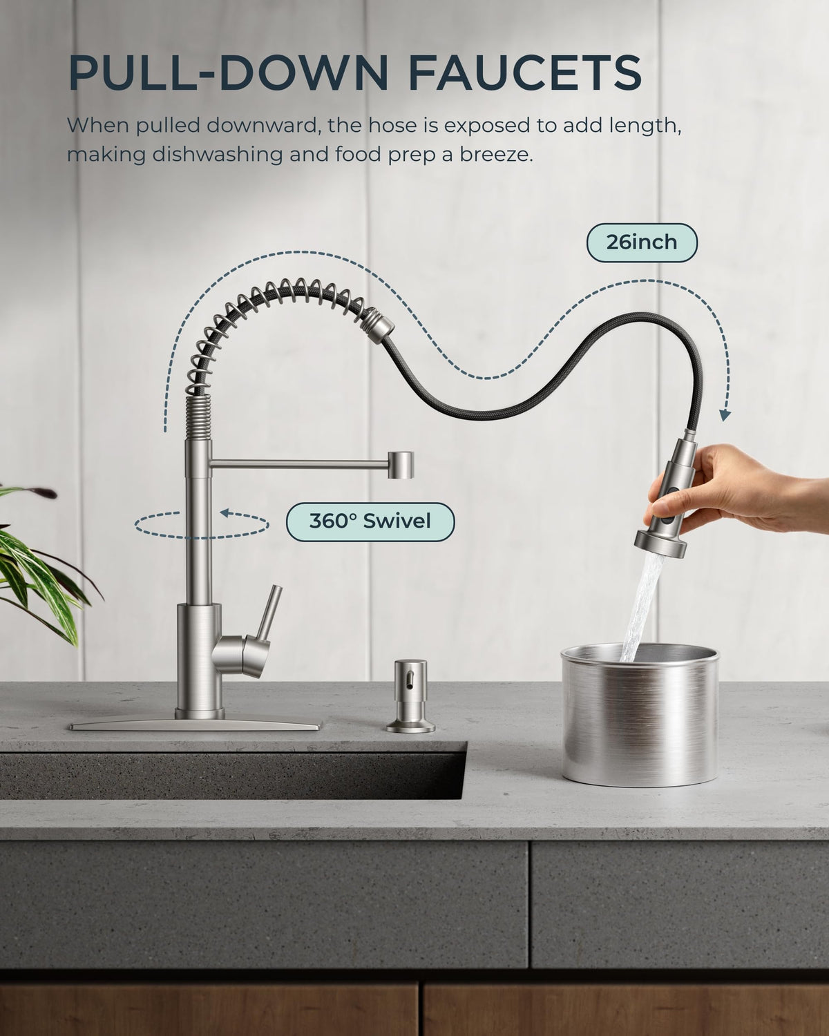 FORIOUS stainless steel faucet body showcases durable SUS 304 construction