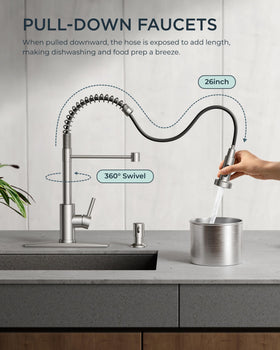 FORIOUS stainless steel faucet body showcases durable SUS 304 construction