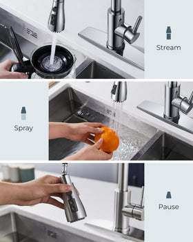 FORIOUS kitchen faucet stainless steel with fingerprint-resistant finish for long-lasting shine